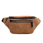Load image into Gallery viewer, corduroy Waist Bag designer Zipper Chest Bag Sport Canvas Fanny Pack Girl Waist Belt Bags Fashion Phone Waist Pack for women
