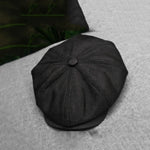 Load image into Gallery viewer, Casquette Four Seasons Cotton And Linen Black Men's Newsboy Hat Male Beret Men And Women Retro England Visor Big Head Cap BLM20
